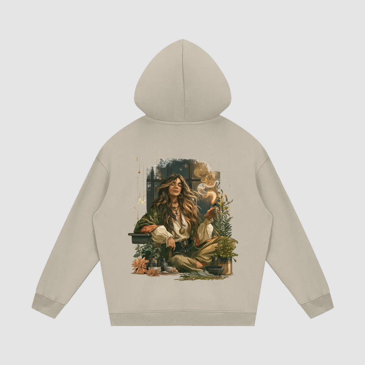 Hoodie,Beige,Brown,Fleece,Oversized,Unisex,Women,Men,Sage,Witchy