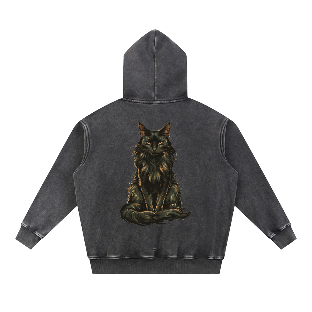 Black,Cat,Hoodie,Oversized,Unisex,Faded