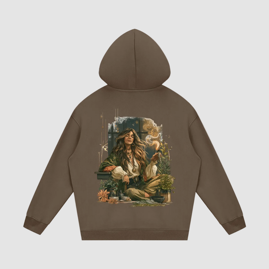 Hoodie,Beige,Brown,Fleece,Oversized,Unisex,Women,Men,Sage,Witchy